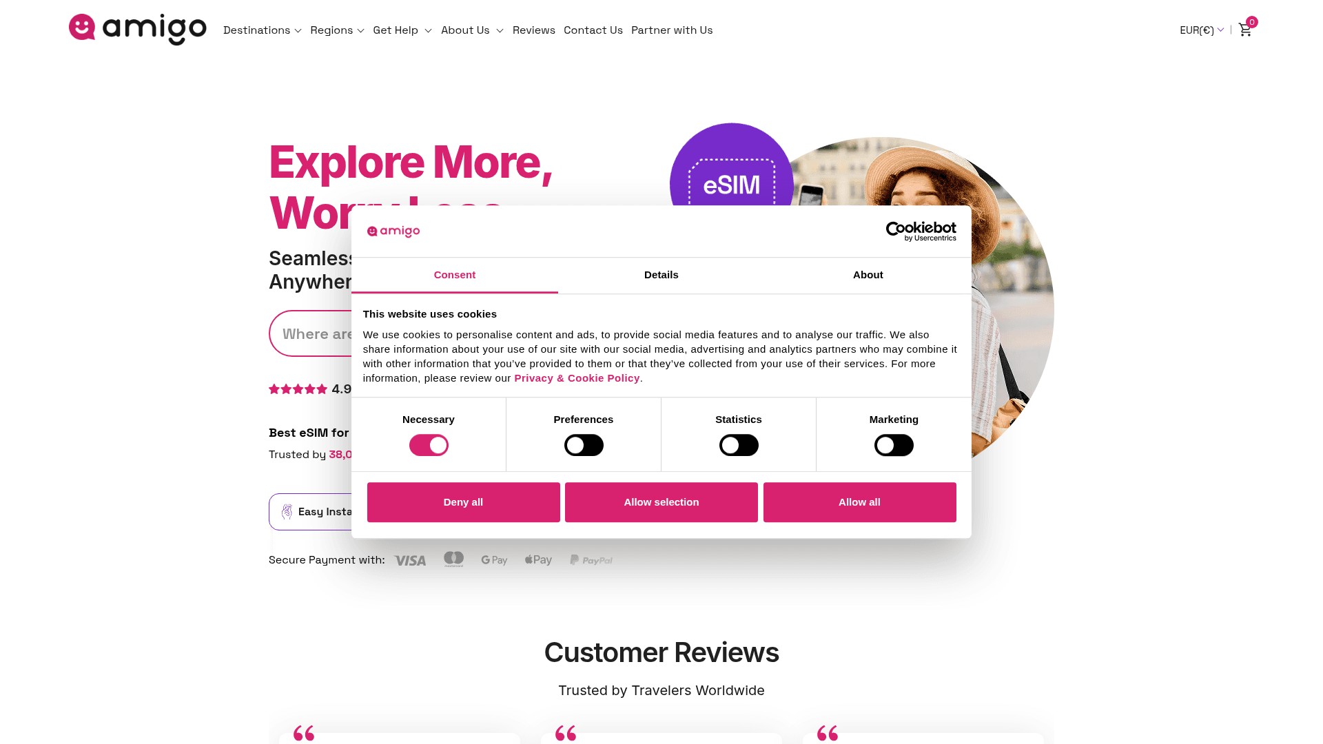 AmigoSIM website screenshot