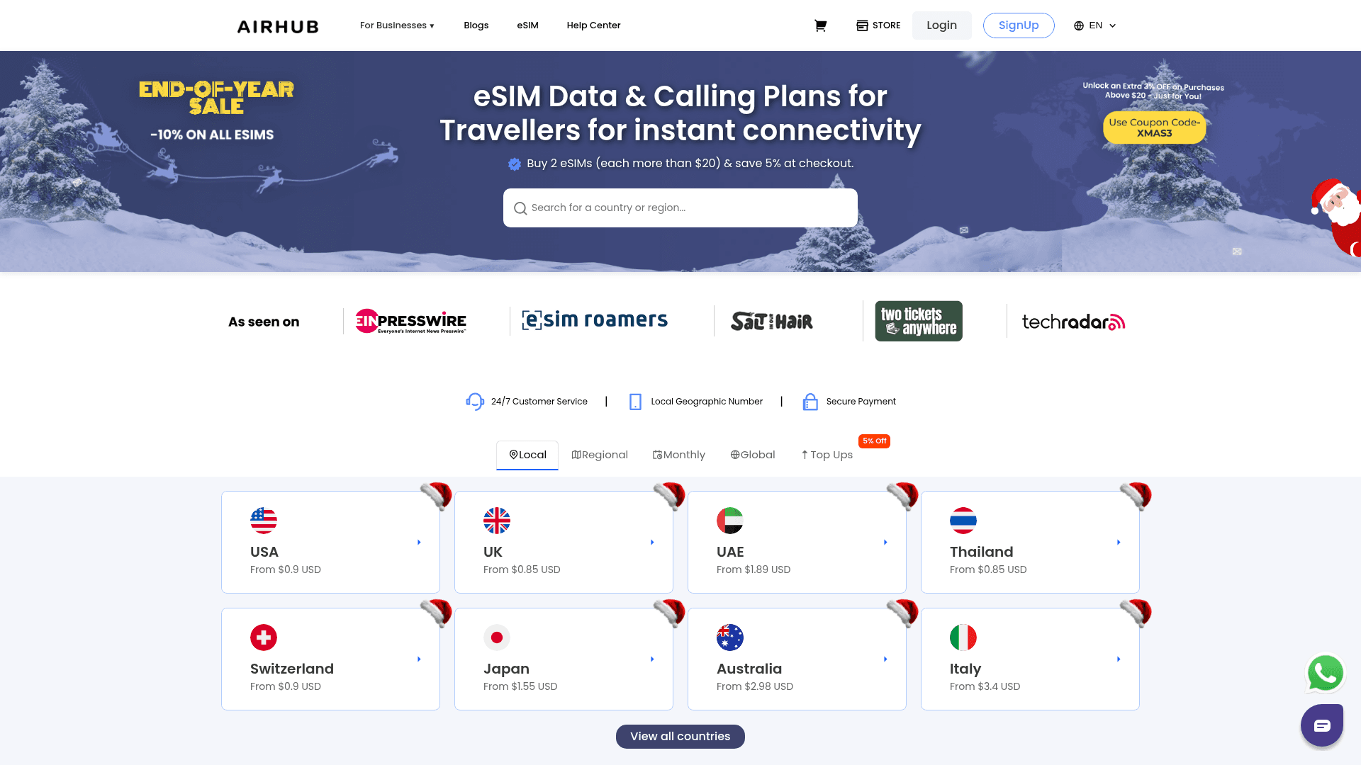 airhub website screenshot