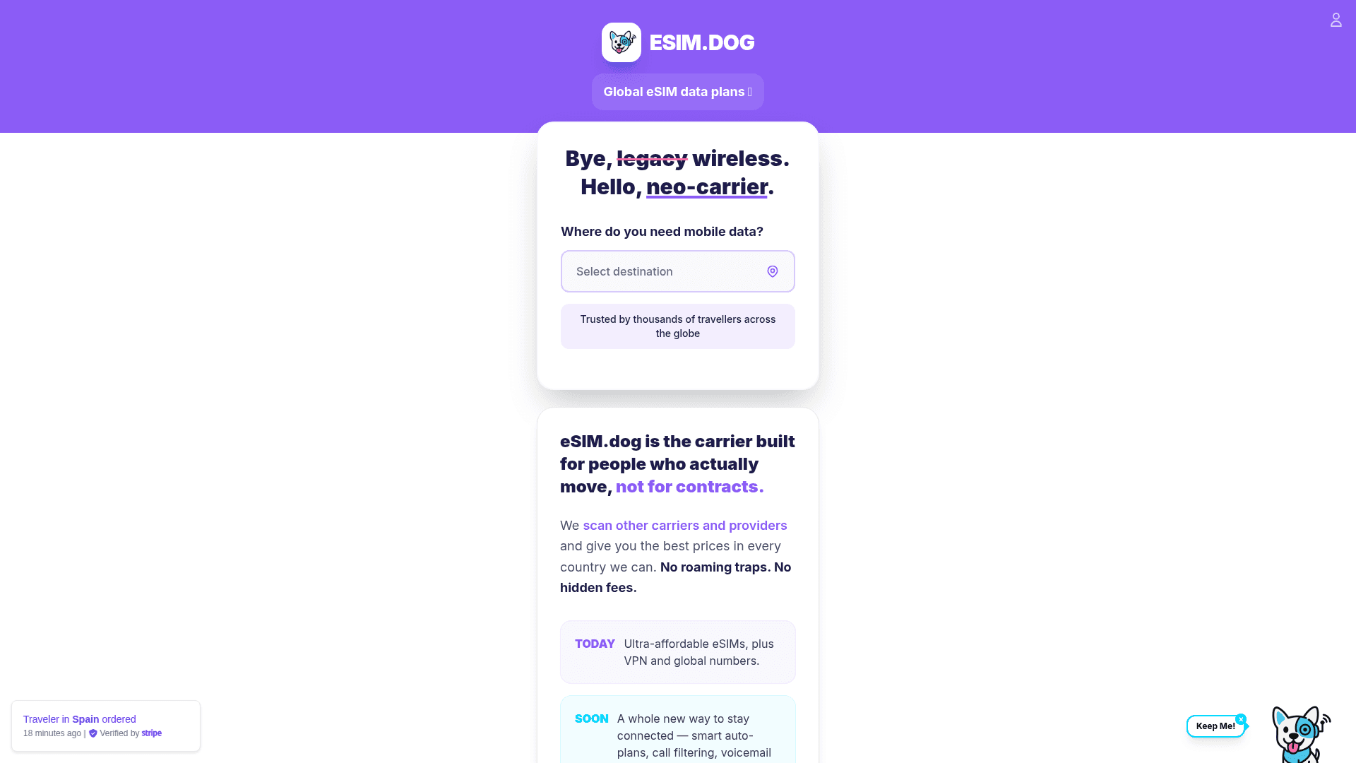 ESIM.DOG website screenshot