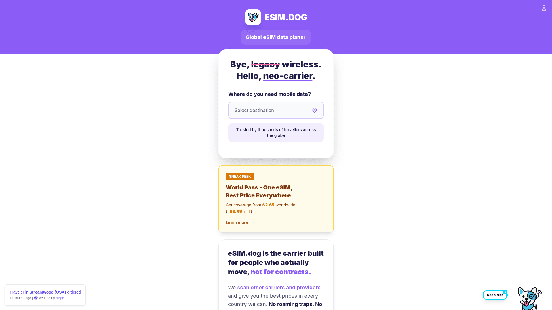 ESIM.DOG website screenshot