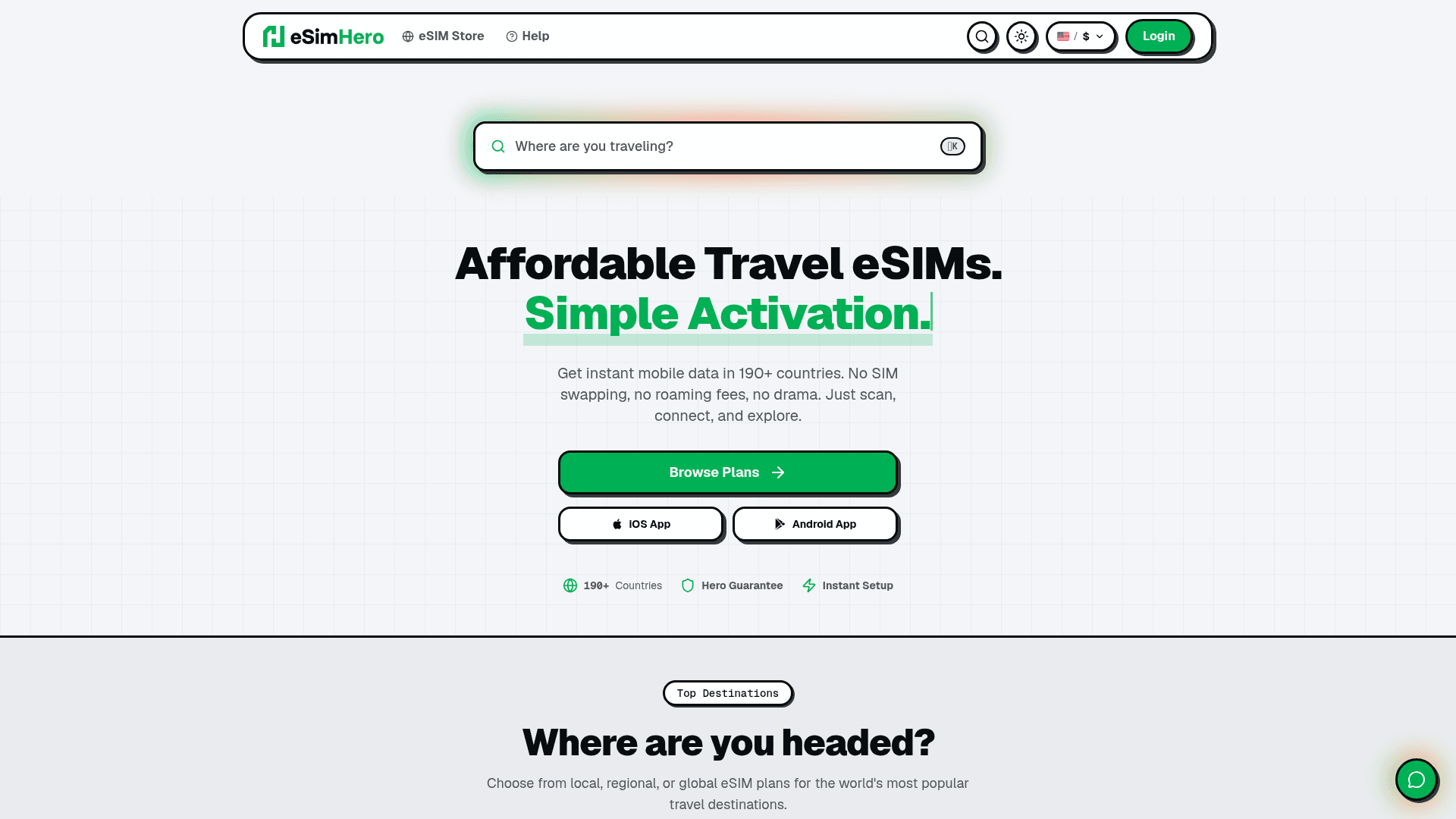 eSimHero website screenshot