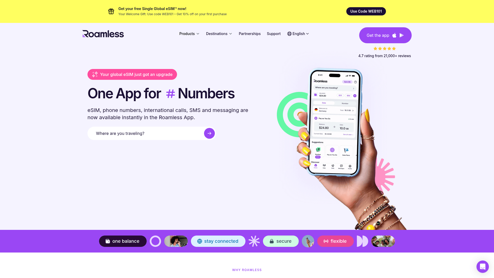 Roamless website screenshot