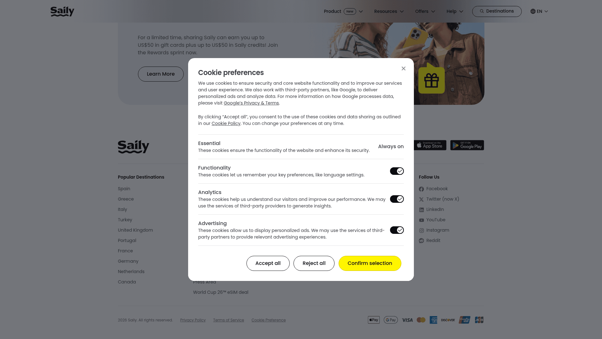 Saily website screenshot