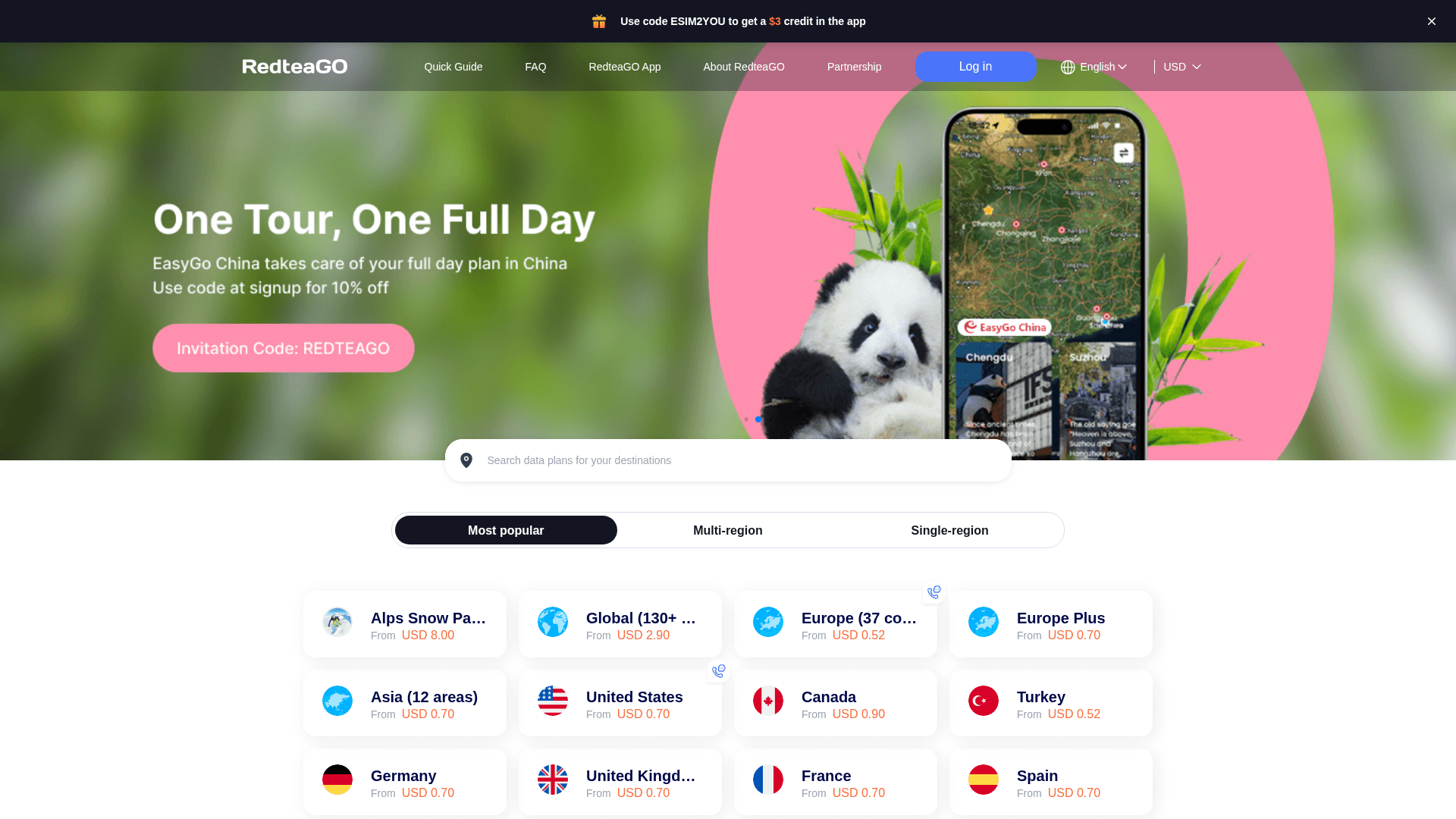 RedteaGo website screenshot