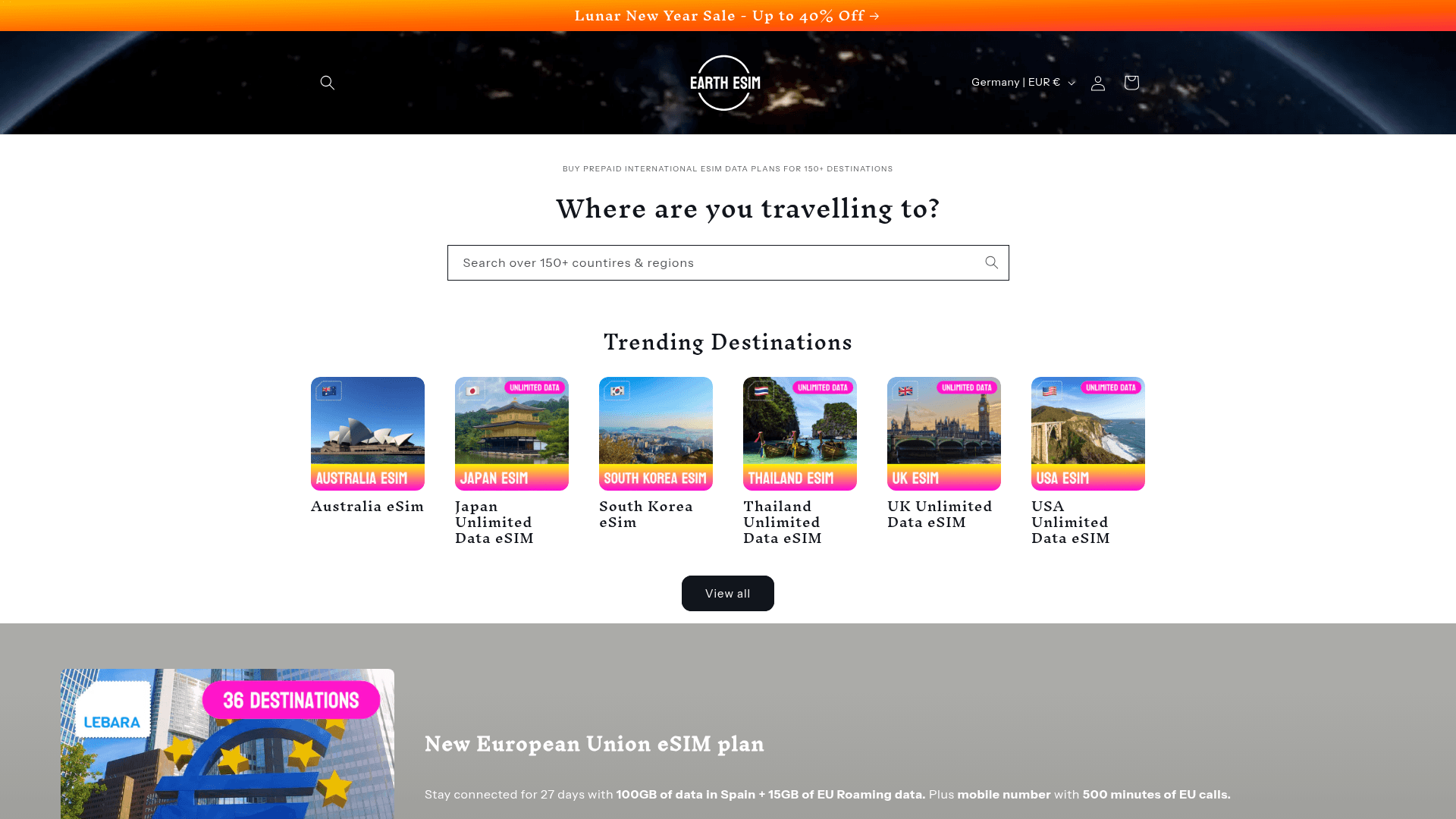 EarthESIM website screenshot