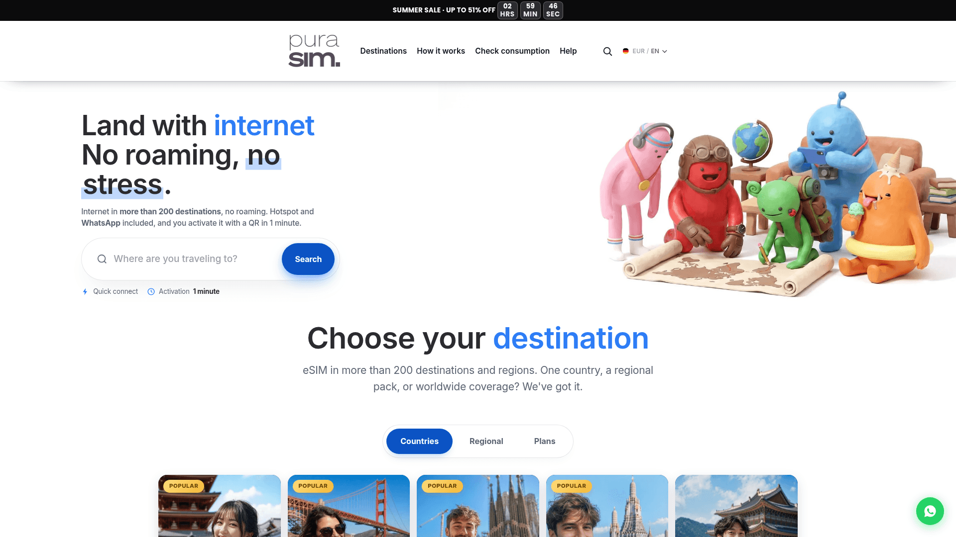 Screenshot of the PuraSIM homepage