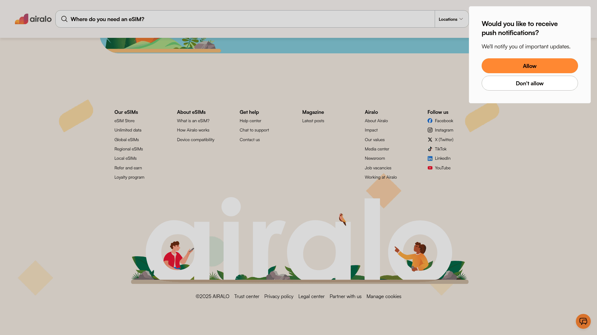Airalo website screenshot