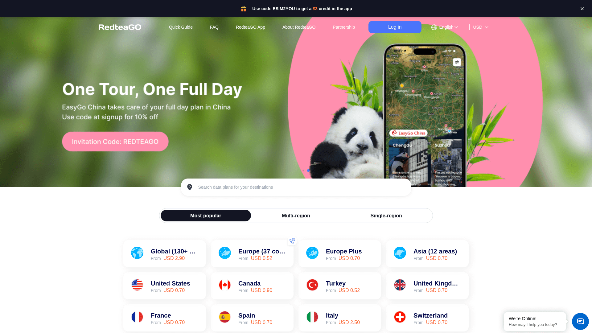 RedteaGo website screenshot