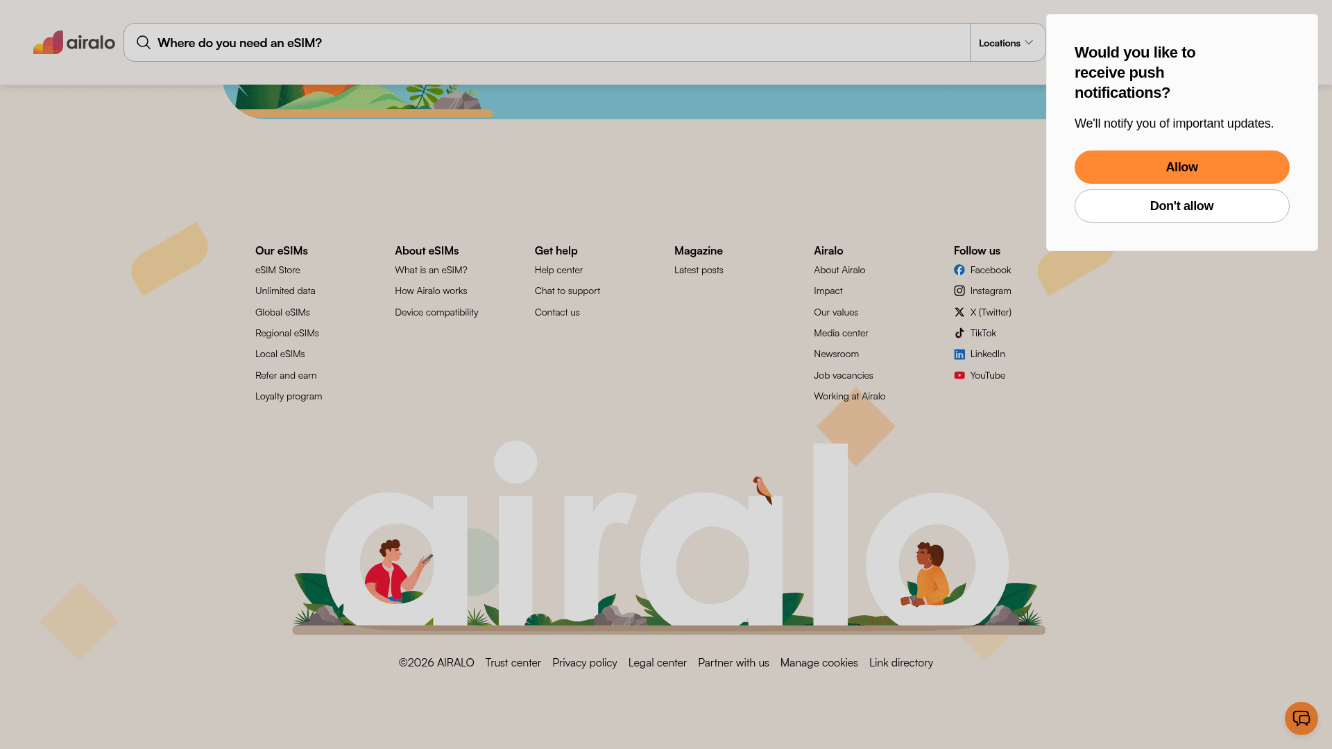 Airalo website screenshot