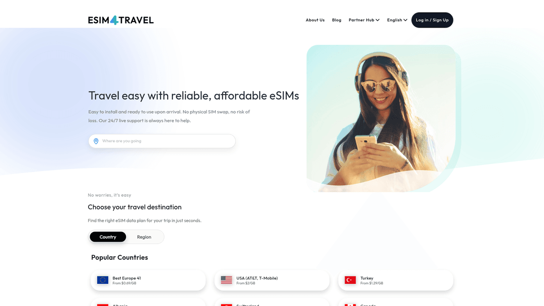 eSIM4Travel website