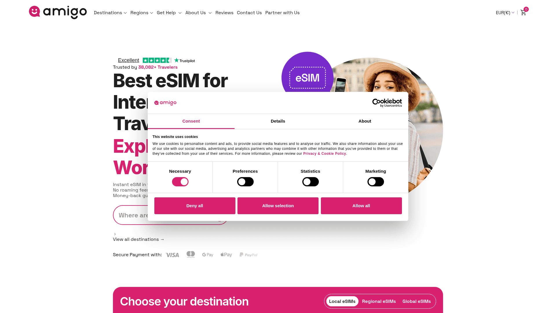 AmigoSIM website screenshot