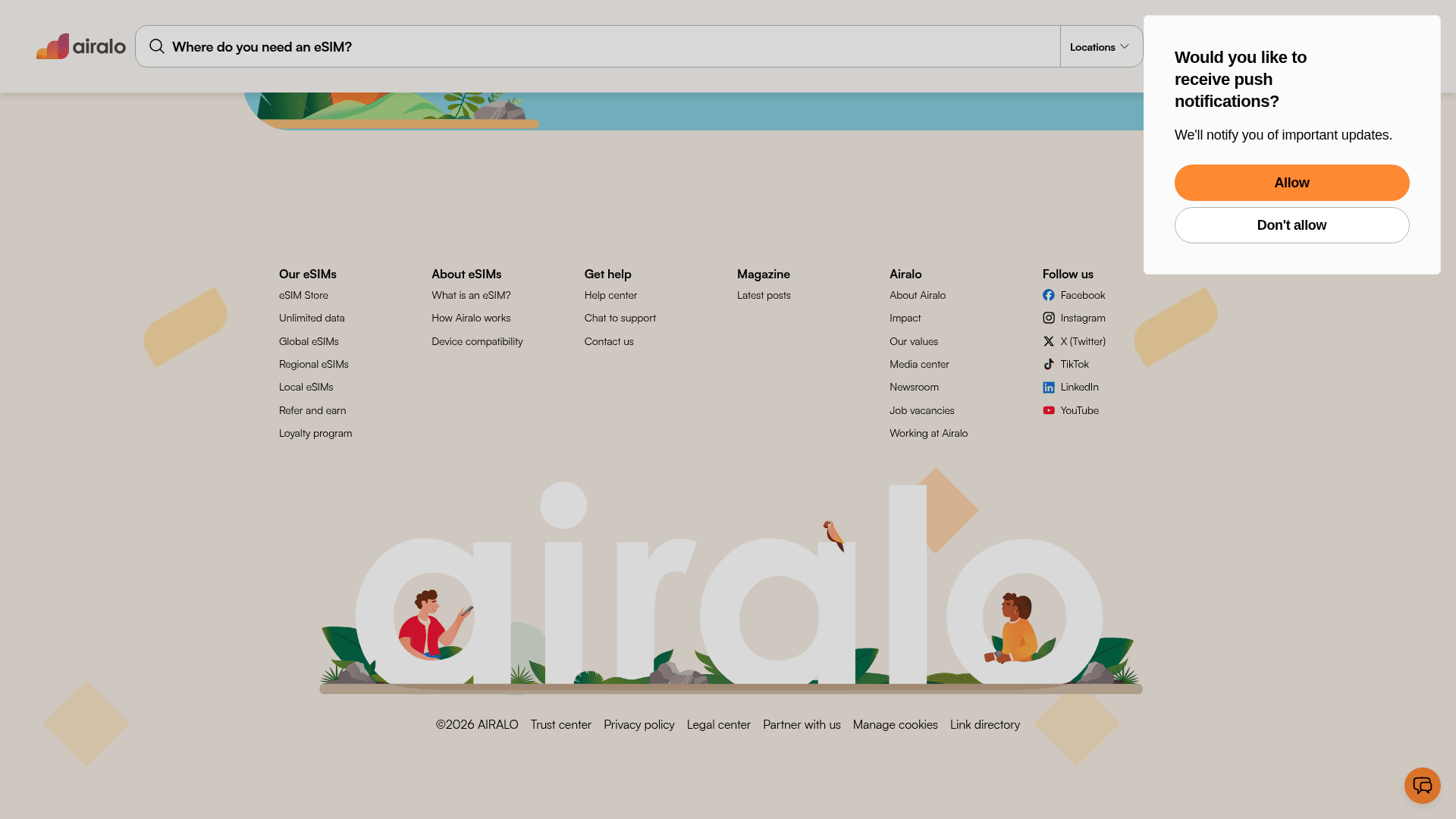 Airalo website screenshot