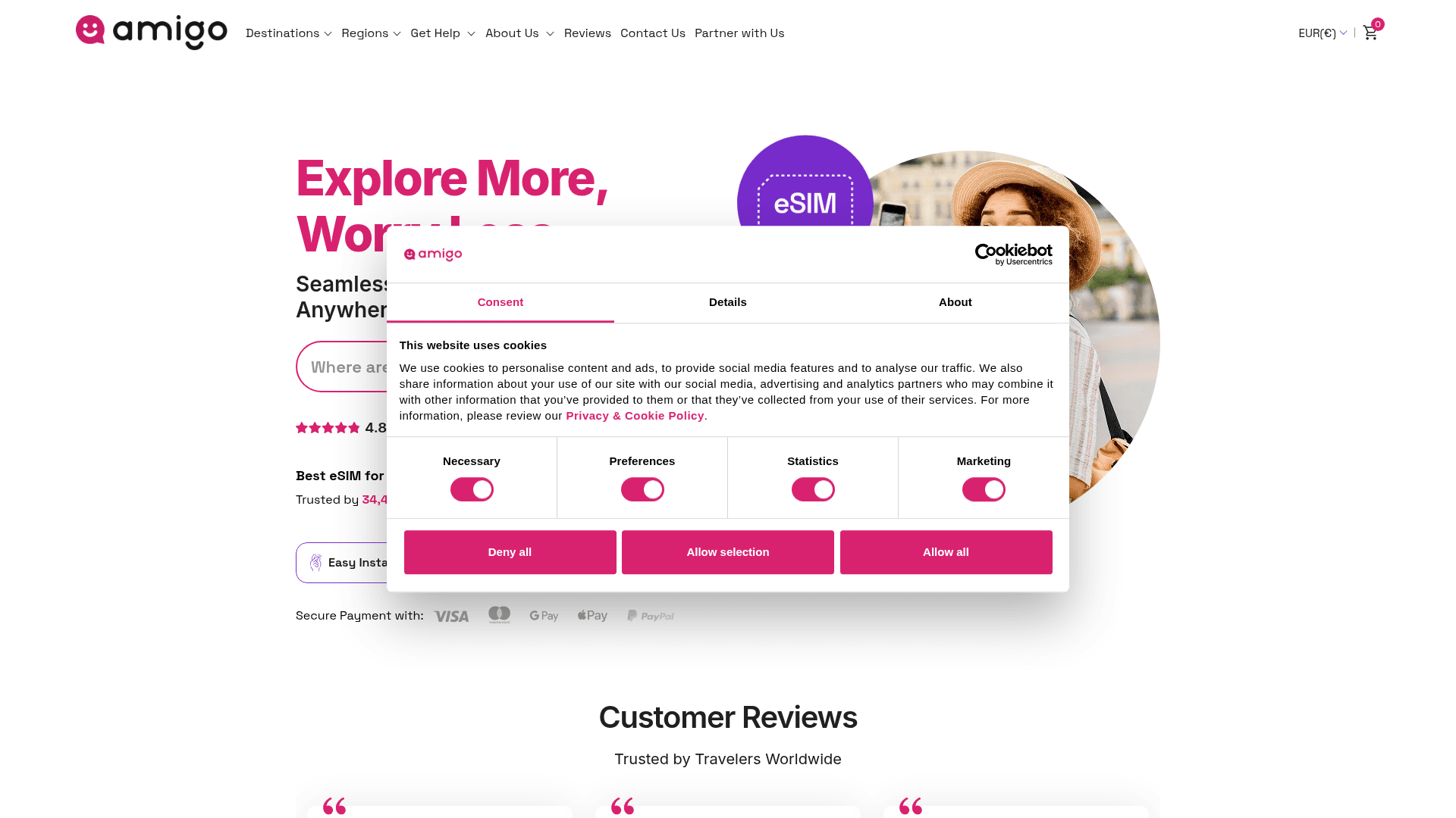AmigoSIM website screenshot