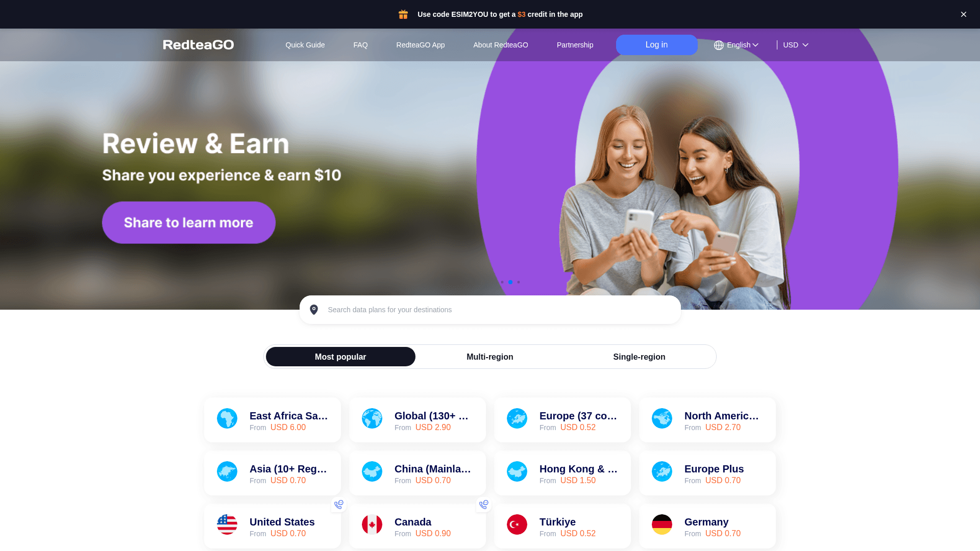 RedteaGo website screenshot