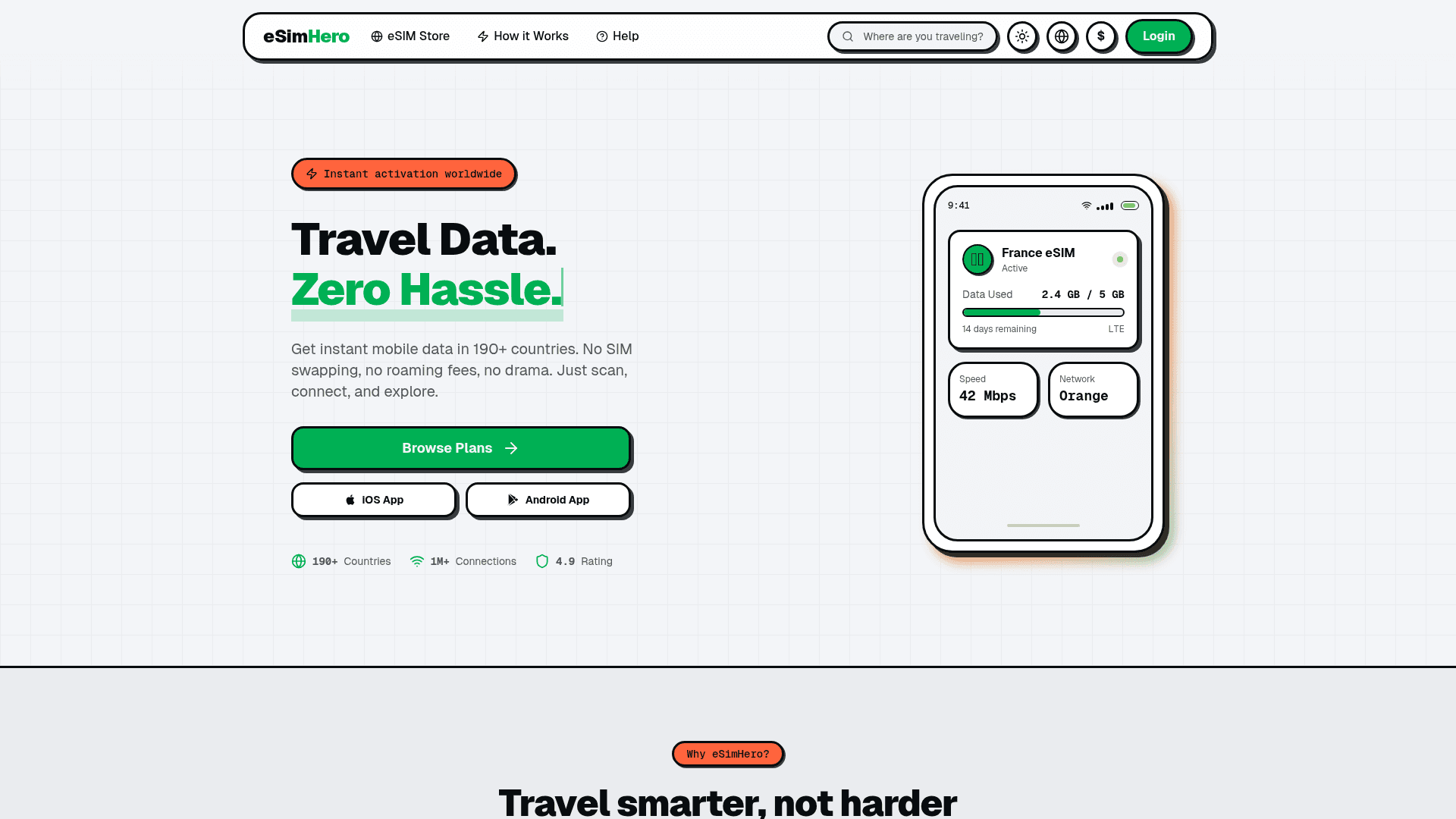eSimHero website screenshot