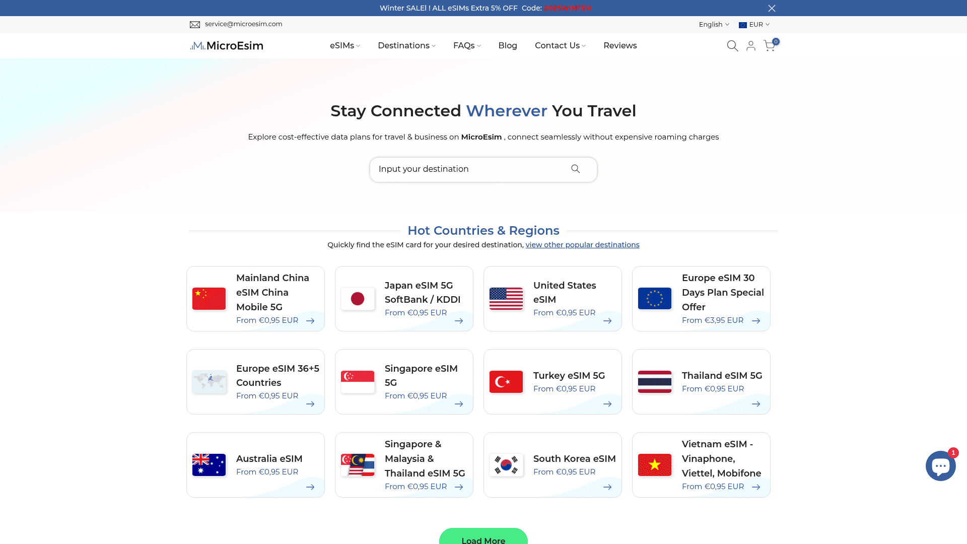 microesim website screenshot