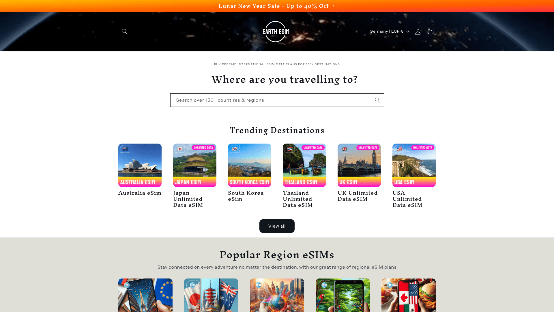 earthesim website screenshot