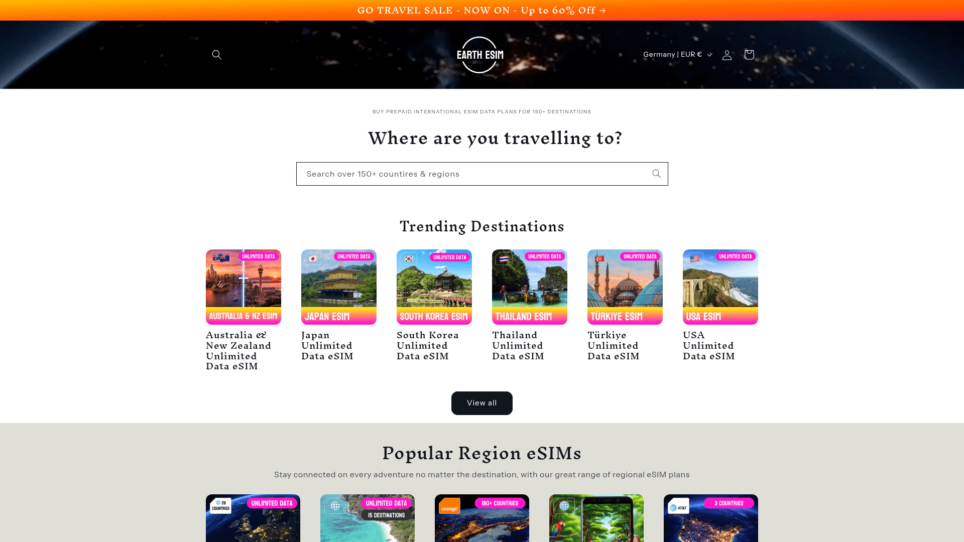 EarthESIM website screenshot
