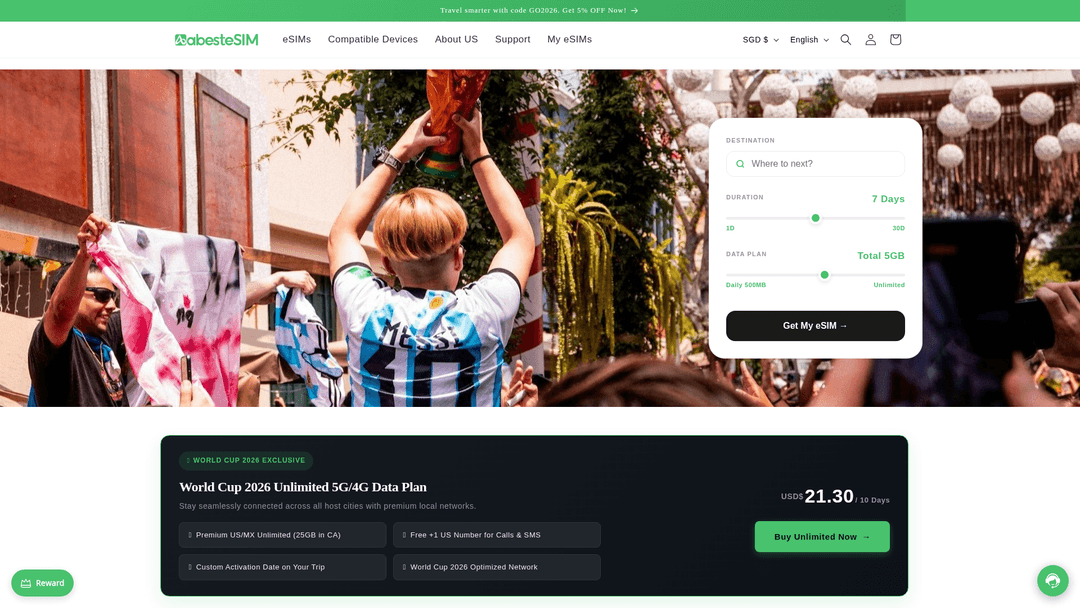 AbestESIM website