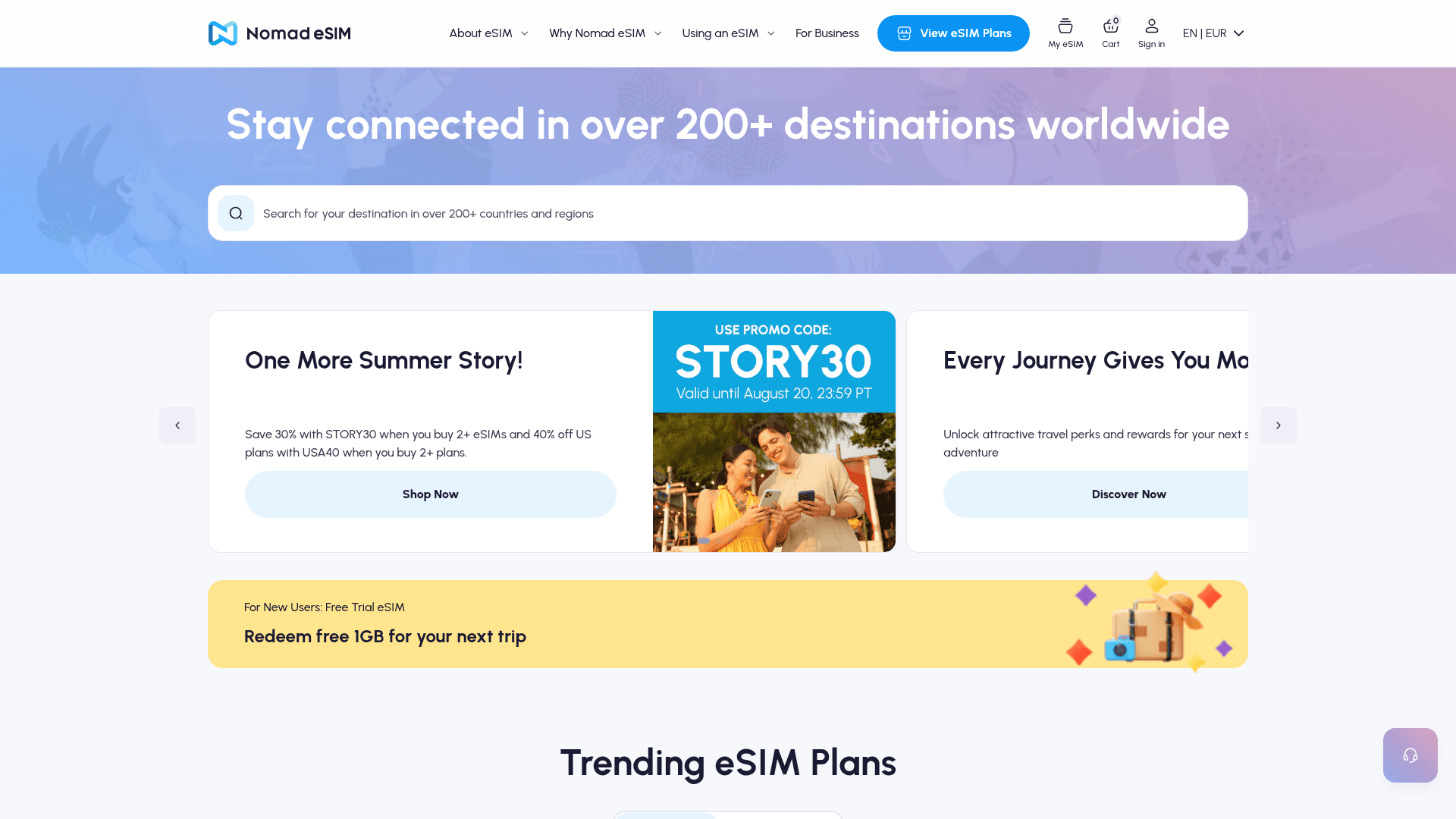 Capture d'écran du site web de Nomad